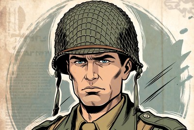 Soldier wearing helmet illustration