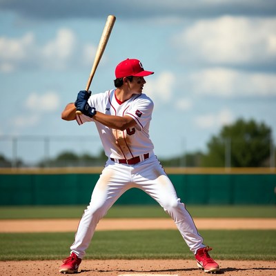 Baseball player swinging bat