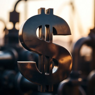 Large metallic dollar sign symbol