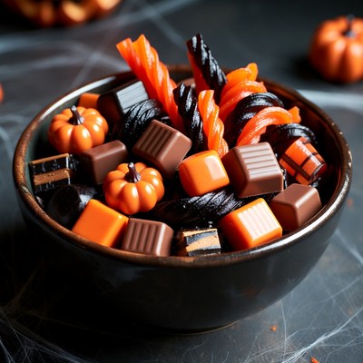 Halloween Candy Bowl with Pumpkins