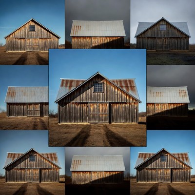 Rustic Barns in Fields Collage