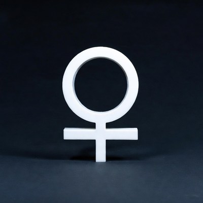 White Venus Symbol on Black Background