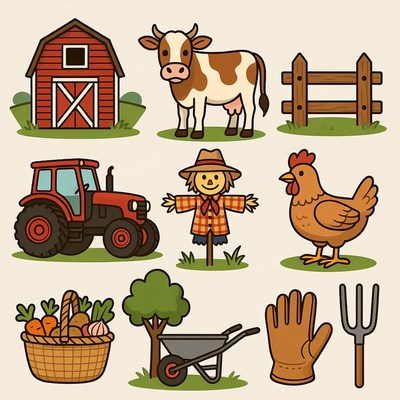 Farm Clipart Icons Set