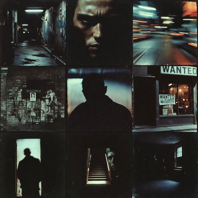 Man in Urban Night Shadows Collage
