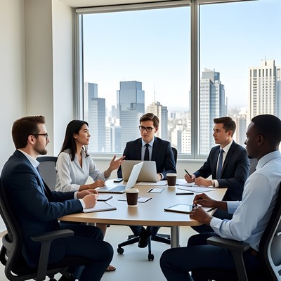 Diverse team in business meeting