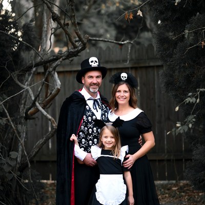 Family in Skeleton Halloween Costumes