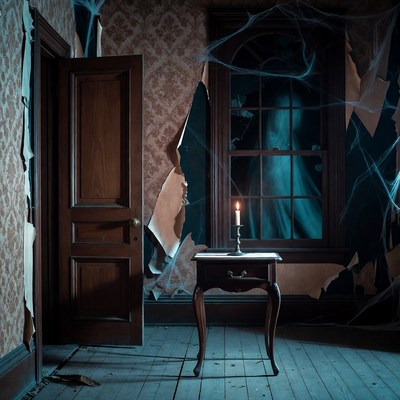 Haunted Room with Ghostly Figure