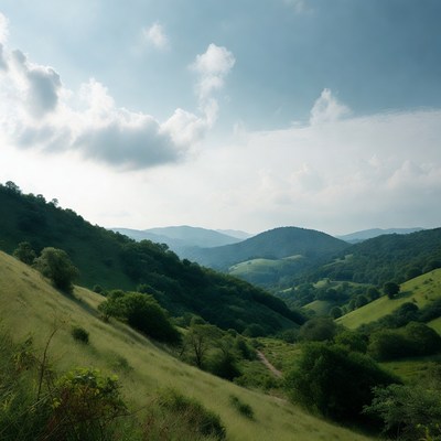 Green Rolling Hills Landscape