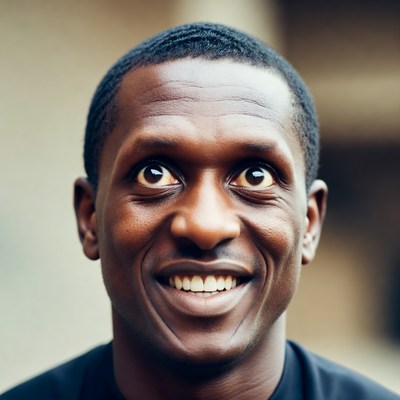 African-American man smiling happily