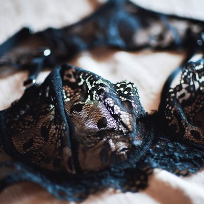 Black Lace Bra Closeup