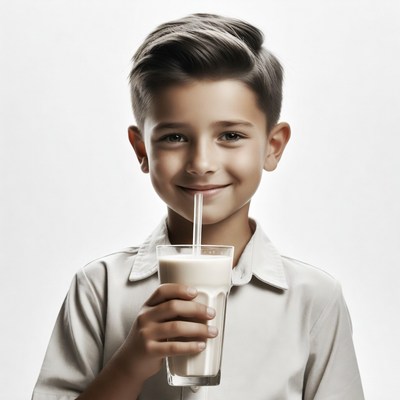 Boy drinking milkshake with straw