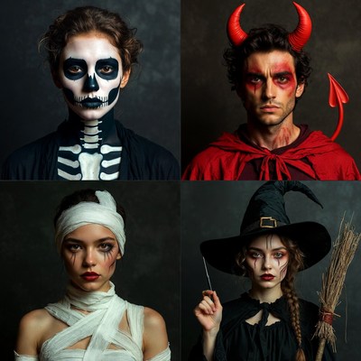 Four Halloween Costume Portraits