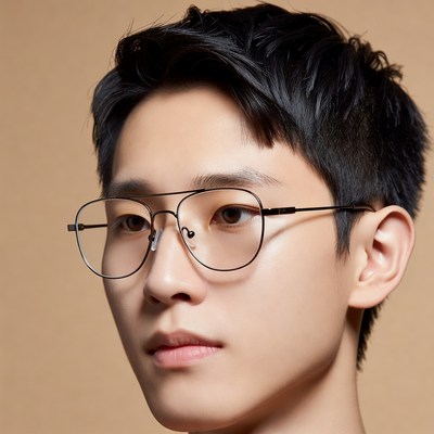 Young Asian man wearing glasses