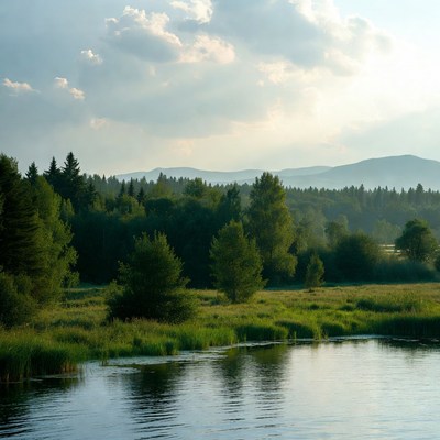 Forest Mountains Reflected in Lake