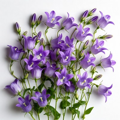 Purple Bellflowers on White Background