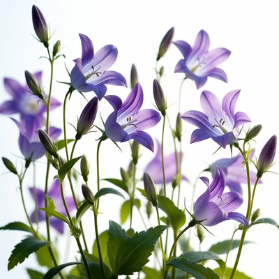 Purple Bellflowers on White Background