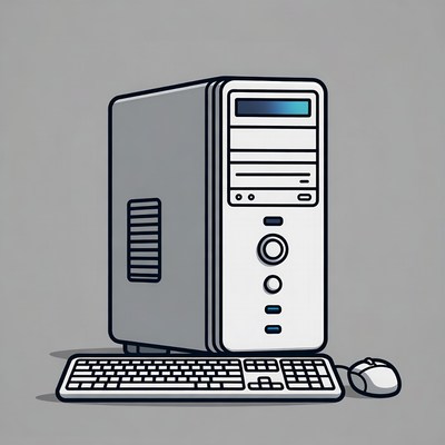 Desktop Computer with Keyboard and Mouse