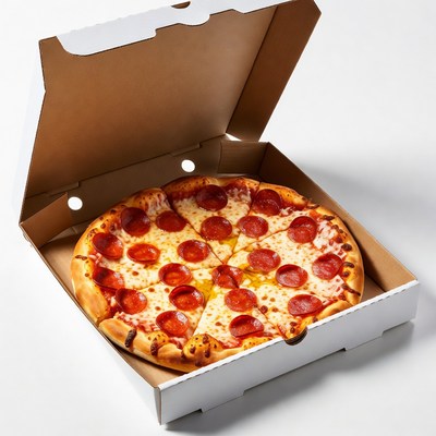 Pepperoni Pizza in Open Box