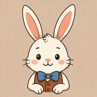Cute bunny wearing bowtie vest