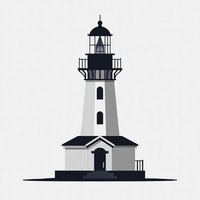 Black and White Lighthouse Illustration