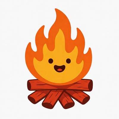 Cute cartoon campfire illustration