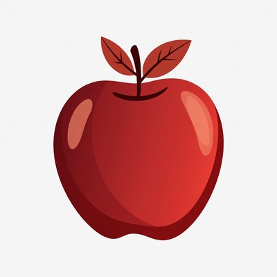 Red apple with leaf