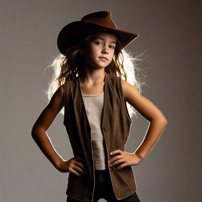 Girl wearing cowboy hat and vest