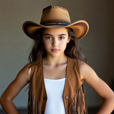 Girl in cowboy hat and vest
