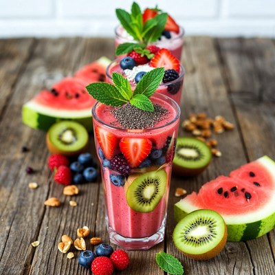 Berry Smoothie with Fruits and Nuts