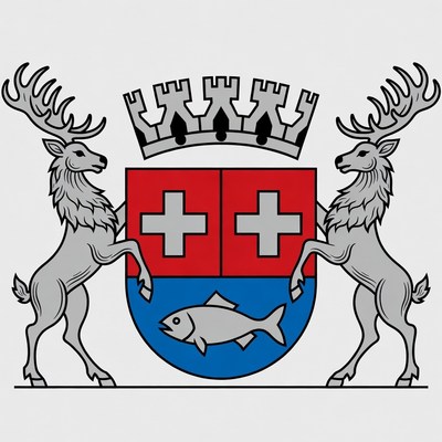 Coat of Arms with Deer and Fish