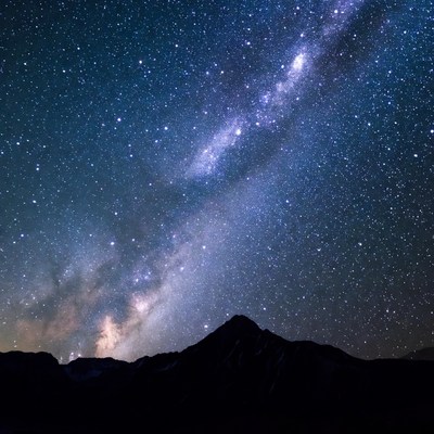 Milky Way over mountain peak