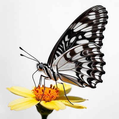 White butterfly on yellow flower