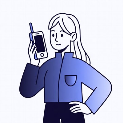 Woman holding phone illustration