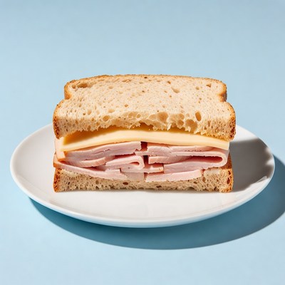 Ham and Cheese Sandwich on Plate