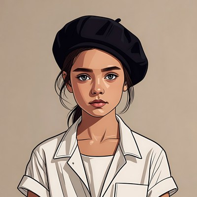 Girl wearing black beret