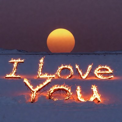 I Love You in Fire on Snowy Sunset