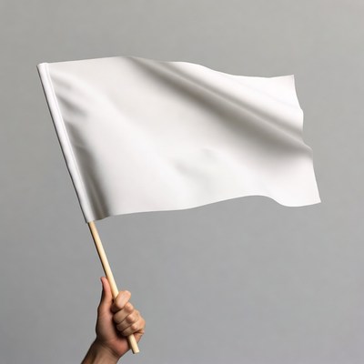 Hand holding blank white flag