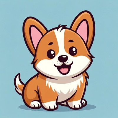 Cute Cartoon Corgi Puppy