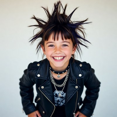 Girl with punk mohawk hairstyle