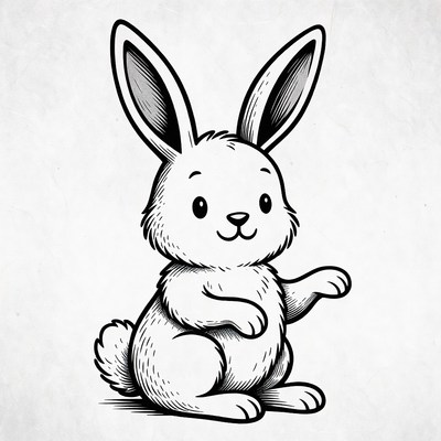 Cute cartoon bunny waving