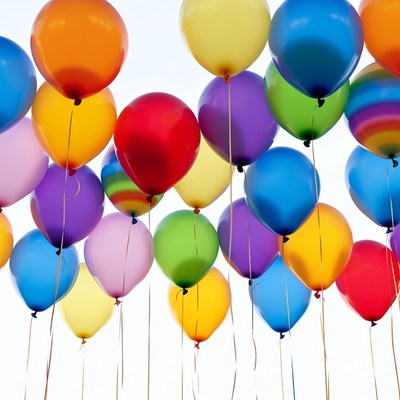 Colorful Balloons Floating Against White Background