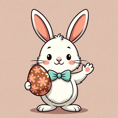 Cute Easter Bunny Holding Egg