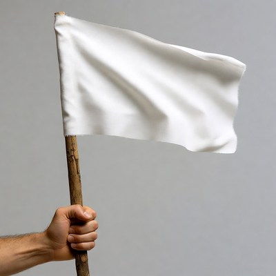 Man holding blank white flag