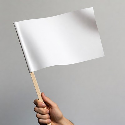 Man holding blank flag