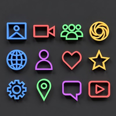 Colorful 3D Social Media Icons