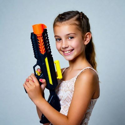 Girl holding Nerf gun