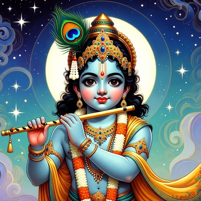Lord Krishna playing flute