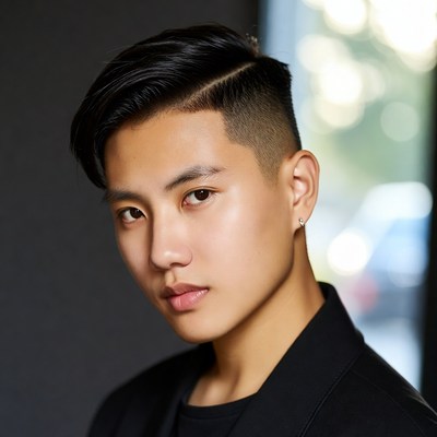 Asian man with undercut hairstyle