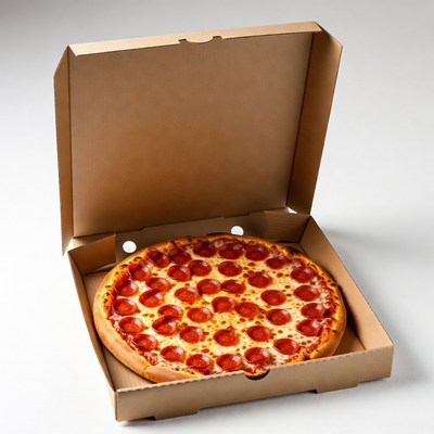 Pepperoni Pizza in Open Box