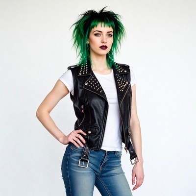 Woman with green punk hairstyle